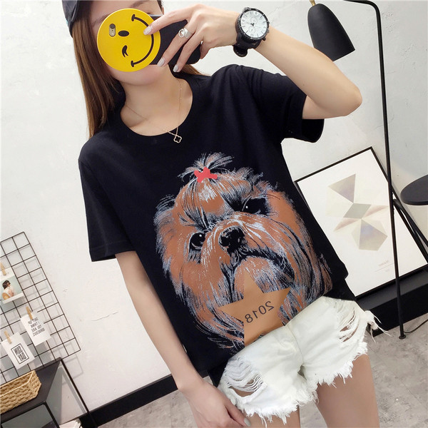 Modern női póló fekete színű rátéttel