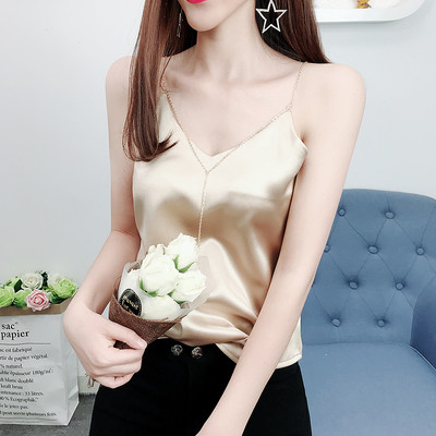 Szatén női felső lánccal több színben