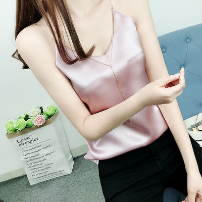 Szatén női felső lánccal több színben