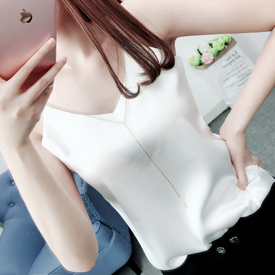 Szatén női felső lánccal több színben