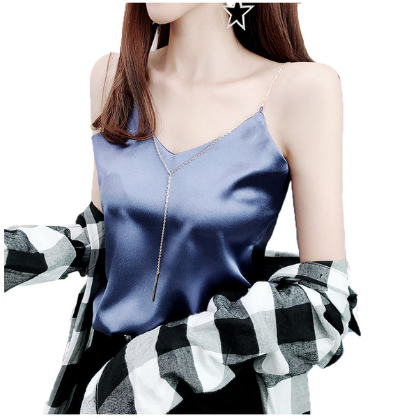 Szatén női felső lánccal több színben