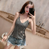 Fényes női felső, vékony pántokkal, fehér és fekete színben