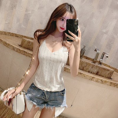 Fényes női felső, vékony pántokkal, fehér és fekete színben