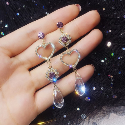 Cercei eleganti de dama cu pietre decorative colorate