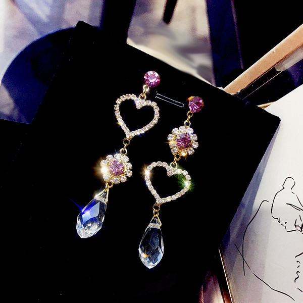 Cercei eleganti de dama cu pietre decorative colorate