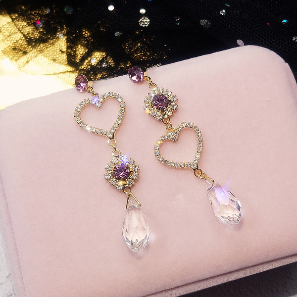 Cercei eleganti de dama cu pietre decorative colorate