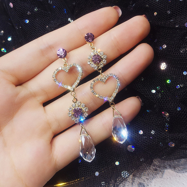 Cercei eleganti de dama cu pietre decorative colorate