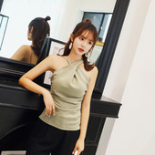 Stílusos női felső fekete és zöld színben