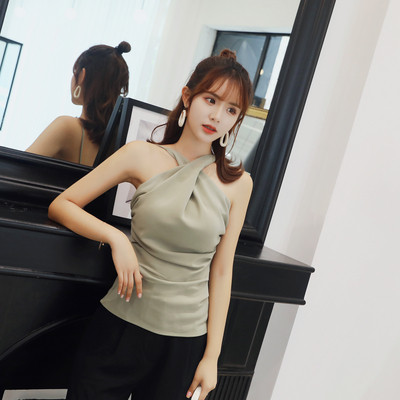 Stílusos női felső fekete és zöld színben