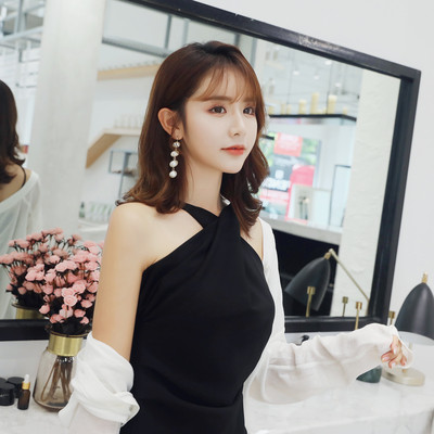 Stílusos női felső fekete és zöld színben