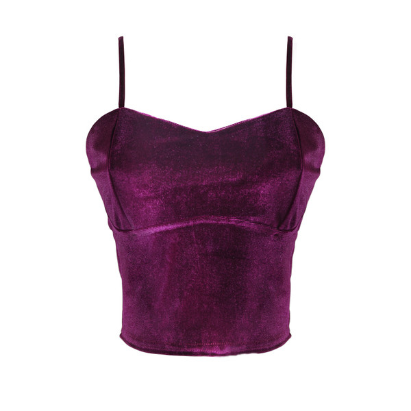 Μοντέρνο γυναικείο αμάνικο  με βελούδο σε διάφορα χρώματα