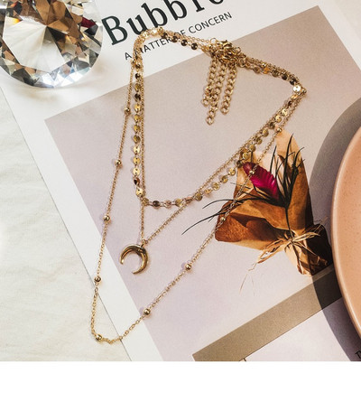 Colier topic de dama din trei parti de culoare aurie