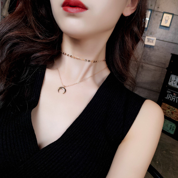 Colier topic de dama din trei parti de culoare aurie