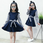 Alkalmi gyerekruha hosszú ujjal, kék szalaggal