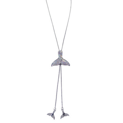 Colier lung de dama de culoare argintie cu pietre