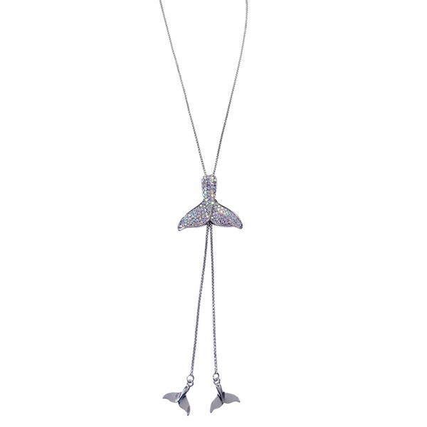 Colier lung de dama de culoare argintie cu pietre