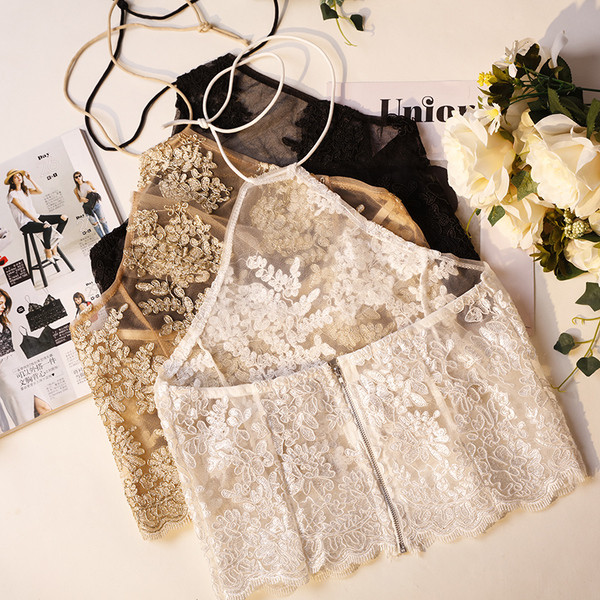 Stílusos női felső csupasz háttal és csipkével, három színben