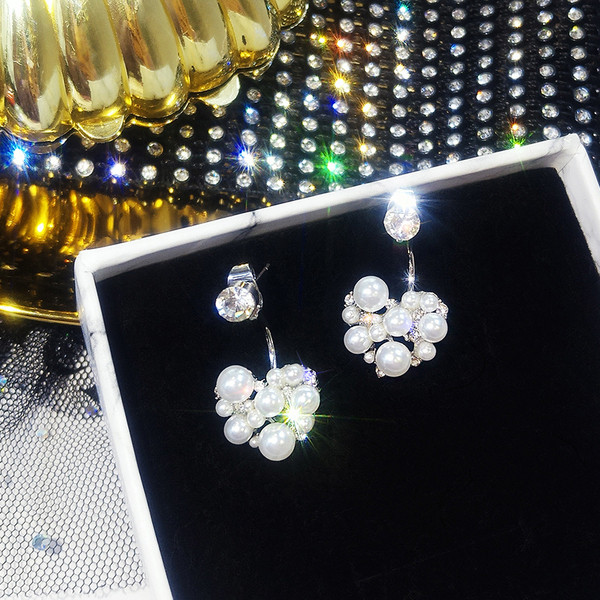 Női felső fülbevaló kövekkel és gyöngyökkel - két színben