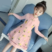 Κομψό παιδικό φόρεμα με τούλι και κεντήματα σε ροζ χρώμα