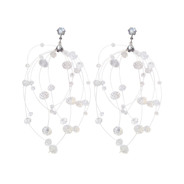 Cercei eleganti de dama de culoare argintie cu pietre decorative