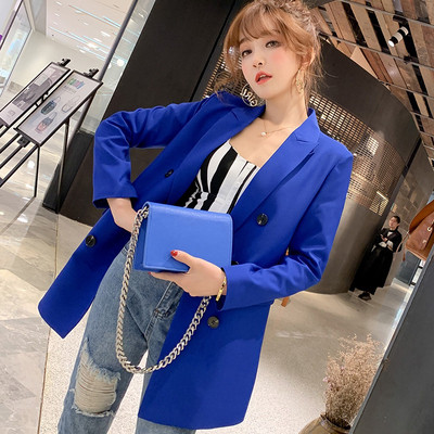 Κομψό γυναικείο μπουφάν με μπλε και μαύρο χρώμα