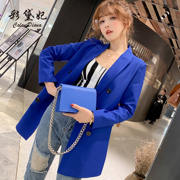 Κομψό γυναικείο μπουφάν με μπλε και μαύρο χρώμα