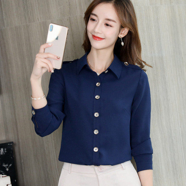 Cămașă elegantă de damă cu nasturi în trei culori