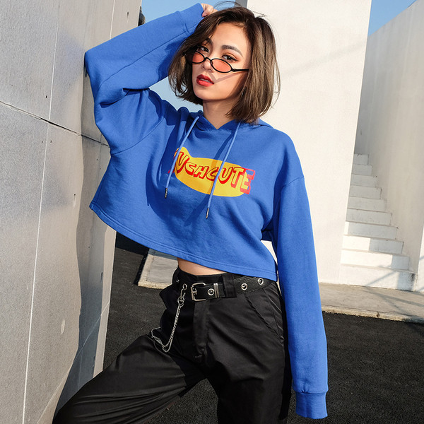 Καθημερινό γυναικέιο φούτερ με  εκτύπωση σε μπλε χρώμα