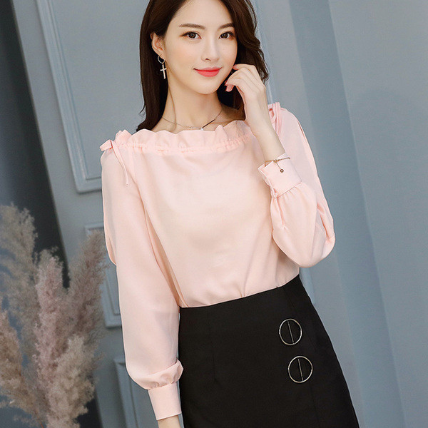 Stílusos női ing csupasz vállú rózsaszínben