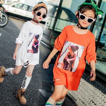 Детска модерна туника за момичета в три цвята с апликация
