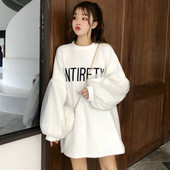 Rochie casual de dama cu inscriptie si maneci late in doua culori