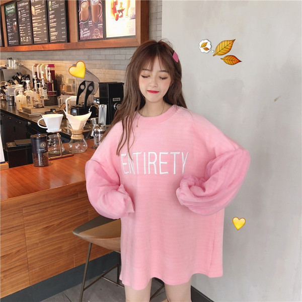 Rochie casual de dama cu inscriptie si maneci late in doua culori