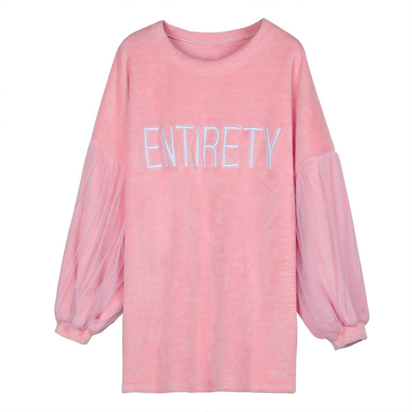 Rochie casual de dama cu inscriptie si maneci late in doua culori