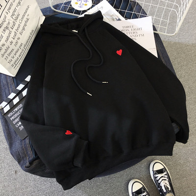 Γυναικείο φούτερ με κουκούλα και κεντήματα σε ροζ, μπεζ και μαύρο χρώμα