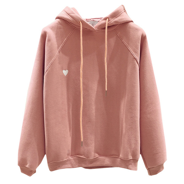 Γυναικείο φούτερ με κουκούλα και κεντήματα σε ροζ, μπεζ και μαύρο χρώμα