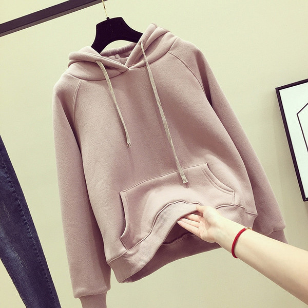 Γυναικείο φούτερ με κουκούλα και τσέπη σε τρία χρώματα