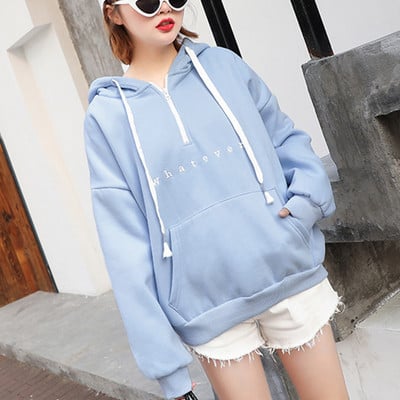 Καθημερινό γυναικείο φούτερ με φερμουάρ και επιγραφή σε διάφορα χρώματα