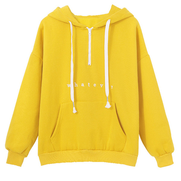 Καθημερινό γυναικείο φούτερ με φερμουάρ και επιγραφή σε διάφορα χρώματα