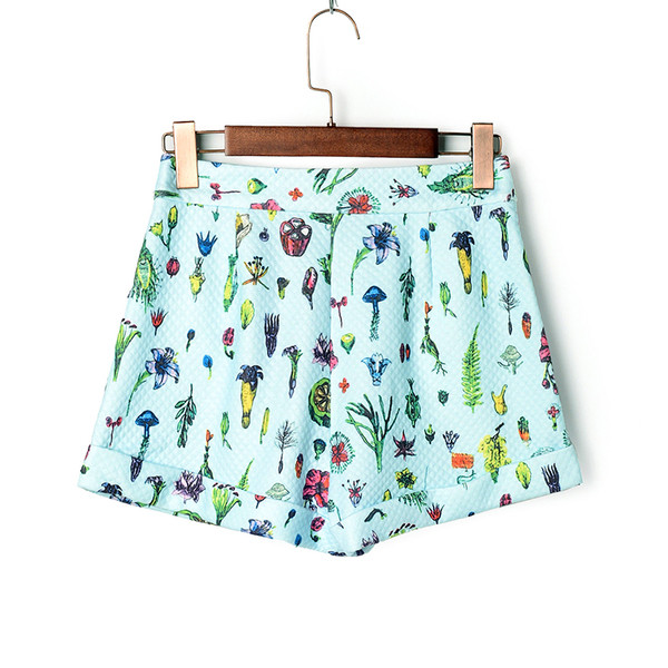 Модерни дамски къси панталони с цветен мотив 