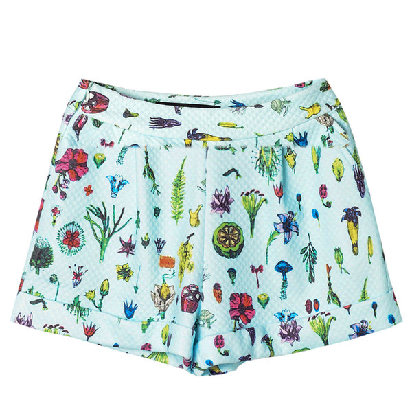 Модерни дамски къси панталони с цветен мотив 