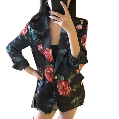 Stílusos női kabát virágmotívummal, két színben