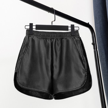 Αθλητικά casual γυναικεία shorts από οικολογικό δέρμα σε τρία χρώματα