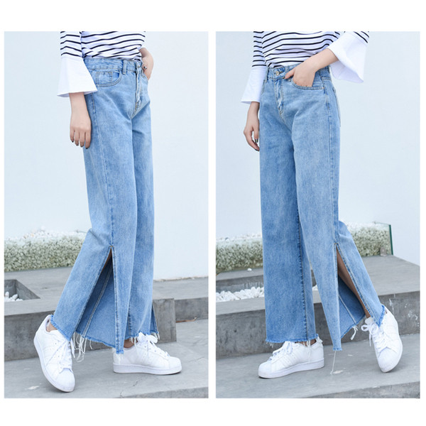 Női farmer két színben, magas derékkal és hasítékkal