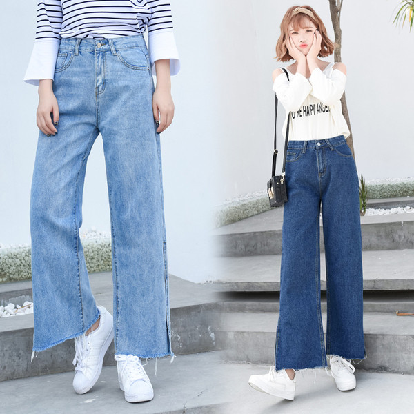 Női farmer két színben, magas derékkal és hasítékkal