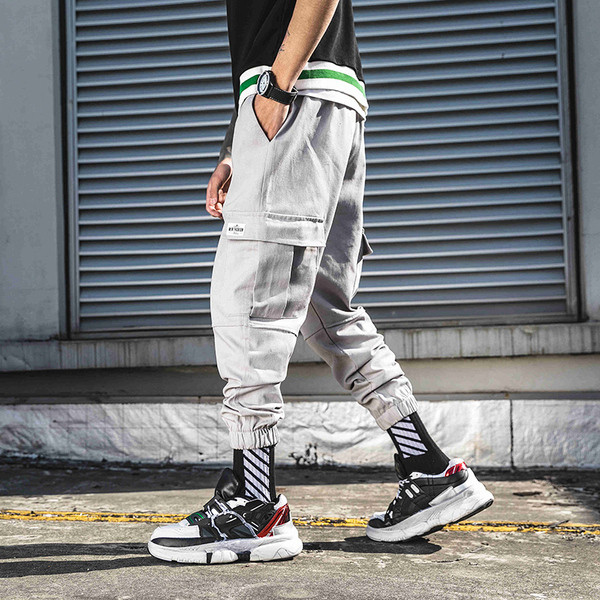 Casual αντρικά παντελόνια σε μαύρο και γκρι χρώμα