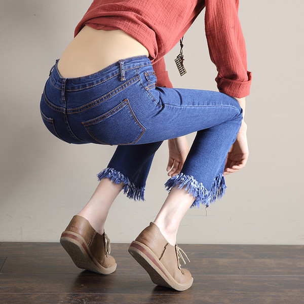 Blugi de dama moderni, albastru si negru in doua modele