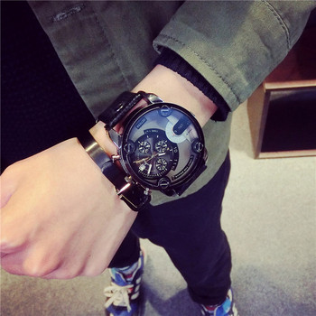 Стилен мъжки часовник в черен и кафяв цвят
