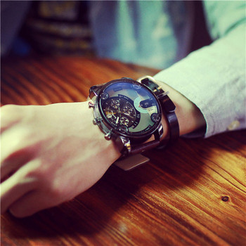 Стилен мъжки часовник в черен и кафяв цвят
