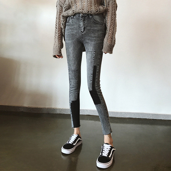 Γυναικεία τζιν  Slim-μοντέλο με υψηλή μέση σε δύο χρώματα