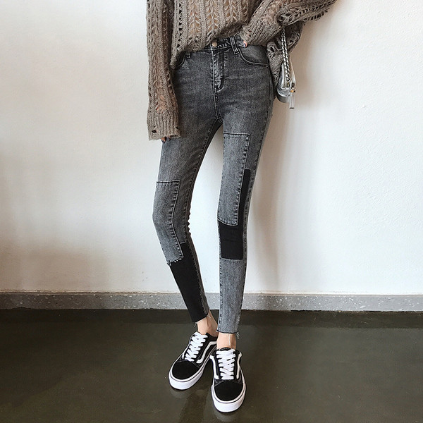 Γυναικεία τζιν  Slim-μοντέλο με υψηλή μέση σε δύο χρώματα